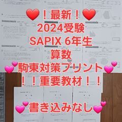 【★最新★2024受験】【裏面未使用】Sapix6年算数 駒場東...