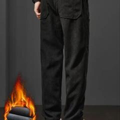 新品🉐 XXLメンズカジュアルフリース裏起毛パンツ、ポリエステルミドルウエストドローストリングウエストバンド、わずかにストレッチの効いた生地、アルファベットパターン、レギュラーフィット、織り、週末のカジュアルに - 冬用大人ズボンの画像