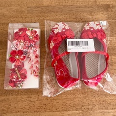 (新品)七五三着物セット＋草履・髪飾りの画像