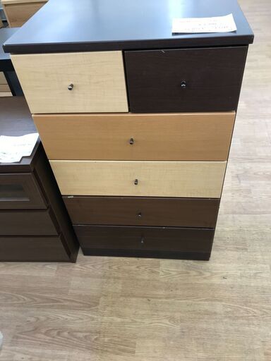 ★ジモティ割あり★  5段チェスト ブラウン H99×W60×D41 クリーニング済み KJ7690