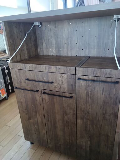 ★ジモティ割あり★  レンジ台 ブラウン H134×D46×W90 クリーニング済み TK3966