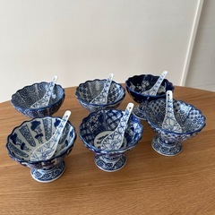 【希少】デザート椀&スプーン 6脚セットの画像