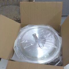未使用 アルミ製 半寸胴鍋 33㎝ 蓋付き 両手鍋 煮込み料理 業務用 調理器具 西岡店の画像