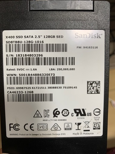 PCパーツ SSD 128GB San Disk