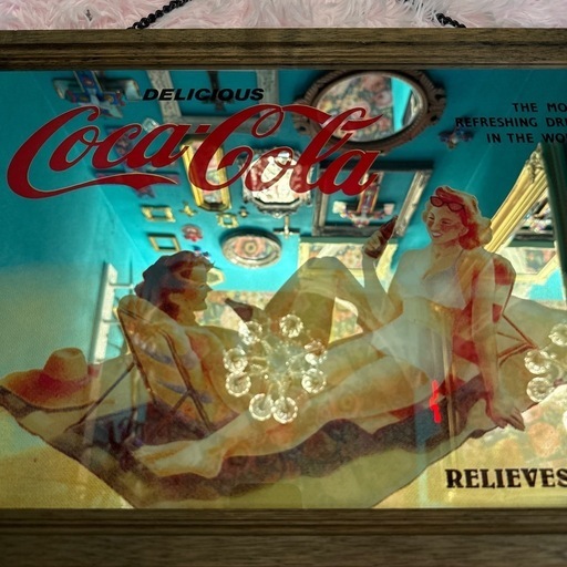 アンティーク ヴィンテージ コカコーラ アートミラー