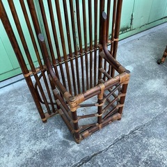 ラタン　傘立て　鏡　ミラー　藤　レトロ　インテリア　アンティーク　ビンテージ　ヴィンテージの画像