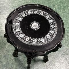 李朝貝 象嵌テーブル サイドテーブル 花台 直径42×高さ64cm 札幌 東区 店頭引き取り歓迎の画像