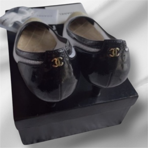 シャネル パンプス エナメル メッシュ バイカラー CHANEL