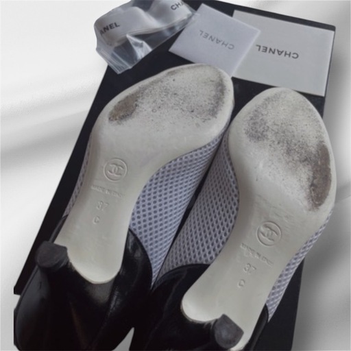 シャネル パンプス エナメル メッシュ バイカラー CHANEL
