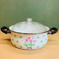 ガラスふた付きホーロー両手鍋（24cm）