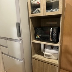 2/11まで[幅59] レンジ台 LOWYA 炊飯器も置ける コンセント付き ハイタイプ 大容量キッチン収納の画像