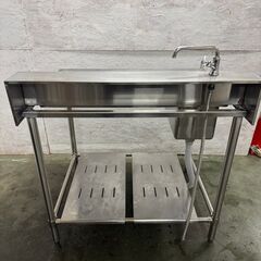 【Tanico】 タニコー 水切り付 1槽シンク BG 水栓１本付 ステンレス 業務用 流し台 W950×D750×H850mm N0590の画像