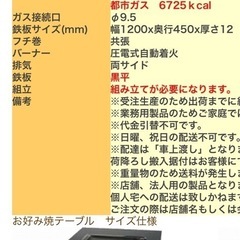 お好み焼き座卓テーブル中古プロパン　最終価格
の画像
