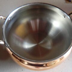 銅製　両手鍋　耐熱ガラス蓋付　未使用の画像