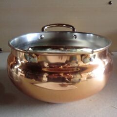 銅製　両手鍋　耐熱ガラス蓋付　未使用の画像