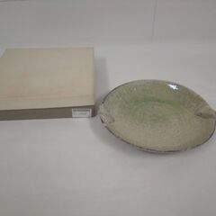 未使用品 作山窯 高井宣泰 かいらぎ手付大皿 幅25.5cm×奥...