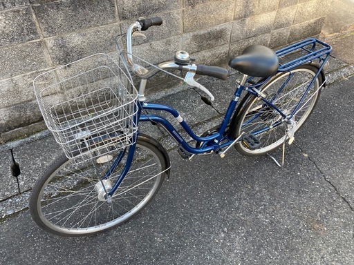 【26インチ自転車】美品❗️中古車　6段変速　LEDオートライト付　前後タイヤ、チェーン、前カゴ新品❗️若林自転車　浜大津店　SALE