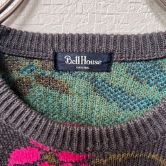 ✨日本製　昭和レトロ✨Bell House 肩パッド付き　花柄ニットセーターの画像