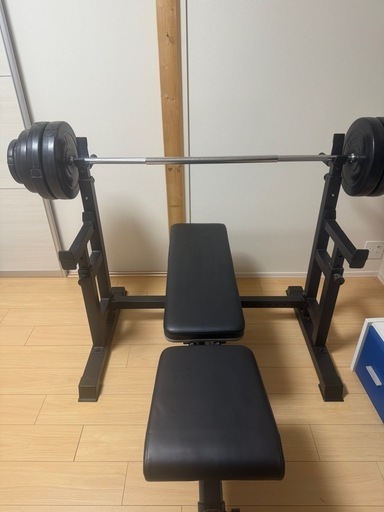 ホームジム3点セット（ベンチプレス、安全バー、トレーニングベンチ）