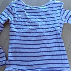 ピンクボーダースパンコールTシャツ130cm　の画像