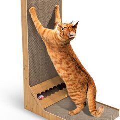 猫用L字型スクラッチャー 猫 爪研ぎ 組み立て簡単 音が出るボール付き コンパクト 猫用 爪とぎ 猫おもちゃ 卸ます 転売OK　　倒産品　まとめ売り　ネット商材　アマゾン引き上げ商品　メルカリ　副業（の画像