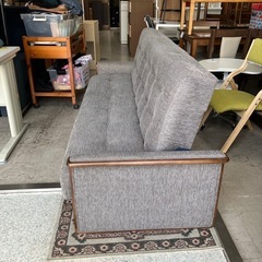 W2501-209 karimoku ソファーベッド 3人掛け グレージュ キズ汚れ有りの画像
