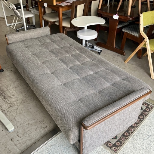 W2501-209 karimoku ソファーベッド 3人掛け グレージュ キズ汚れ有り