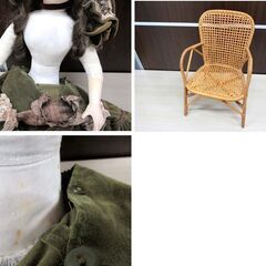アンティーク ビスクドール スリーピングアイ 全長 約63cm 椅子付き 現状品 女の子 レトロ コレクション 置物 人形 苫小牧西店の画像