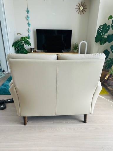 【美品】合成皮革 2人用ソファ(Nシールド コウテイ3 BE)
