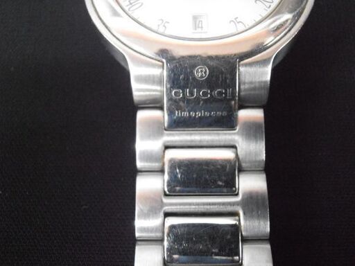 本物 GUCCI 8900M シルバー文字盤 SS クオーツ グッチ メンズ 腕時計 3針 ステンレススチール 箱付き バックル留まらない 電池交換済み 苫小牧西店