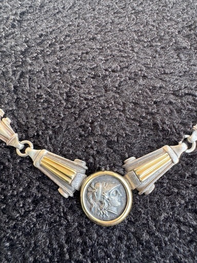 2000年前の銀貨ギリシア王国アテナと金銀ネックレス 2000年前の銀貨ギリシア王国アテナと金銀ネックレス