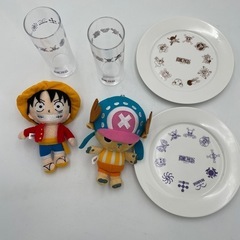 ワンピース　プレート グラス ぬいぐるみセットの画像