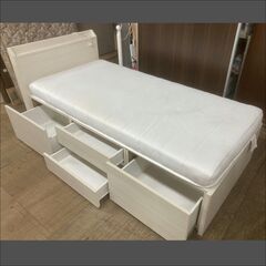 商談中（2/9来店配送予定）【愛品倶楽部柏店】ニトリ 収納付きシングルベッド (ジオ 大型収納 コンセント×1 / ZERO LIGHT3 VB-S)