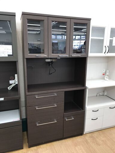 ★ジモティ割あり★ ユーアイ 食器棚 ダークブラウン H182×W88×D38 クリーニング済み KJ7699