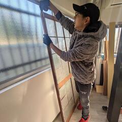 無料！昭和ガラス　格子引戸　扉　引戸　DIY 民泊に！の画像