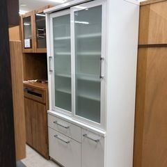 食器棚スライド扉ホワイト【トレファク堺福田店】
