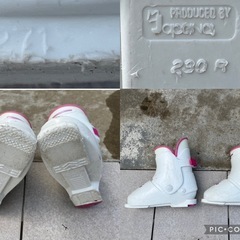 子供用スキー板、ビンディング、スキーブーツ　3点セットの画像
