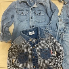 ベビー　キッズ　おしゃれ着　デニムシャツ　サロペットの画像