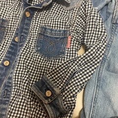ベビー　キッズ　おしゃれ着　デニムシャツ　サロペットの画像