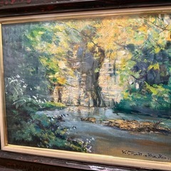 100.「清流の奥入瀬」髙橋一善 油絵の画像