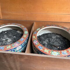 色絵 伊万里焼 十錦手火鉢 一対 木箱入りの画像