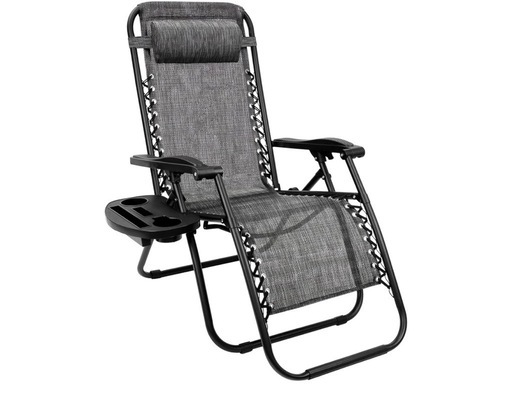 新品　アウトドアチェア リクライニングチェア 折りたたみ アウトドアチェア オットマン付き 無段階 角度調節 軽量 耐荷重121kg 組立不要 ゼログラビティー/無重力/インフィニティチェア 庭/花見/砂浜/キャンプ/戸外用（グレー）