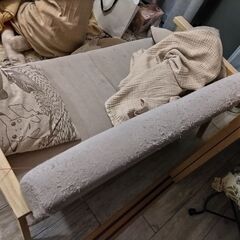 上新庄　2人掛けソファー　ベージュ　木製　北欧