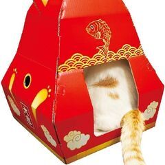 【配送可】CattyManキャティーマン なりきりにゃんボックス だるま 猫ちゃんコスプレBOX 猫用ハウス 可愛い お正月 賀正 お祝い ダルマの画像
