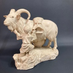 置物　ヤギ 山羊 黄金袋 鳳凰 龍 古銭 龍銭 縁起物 置物 