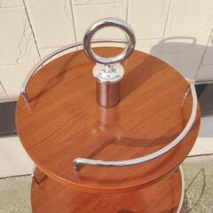 美品 回転式 デザートスタンド ケーキスタンド 木製 の画像