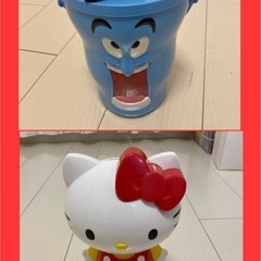 ディズニー アラジン ジーニー バケツ＆ハローキティ貯金箱