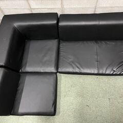 合皮 フロアカウチソファ コーナーソファ セパレート ブラック 座椅子 ジェネレーションパス 幅170cm×奥行120cm×高さ33cmの画像