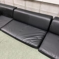 合皮 フロアカウチソファ コーナーソファ セパレート ブラック 座椅子 ジェネレーションパス 幅170cm×奥行120cm×高さ33cmの画像