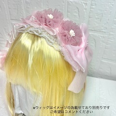 ヘッドドレス　カチューシャ　ロリータ　フラワー　オーガンジー　リ...